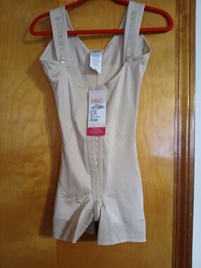 Beige Full-Body Shapewear Bodysuit with Front Closure